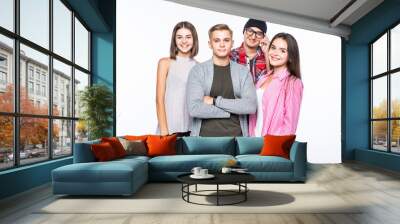 Group of happy young people isolated on white background Wall mural